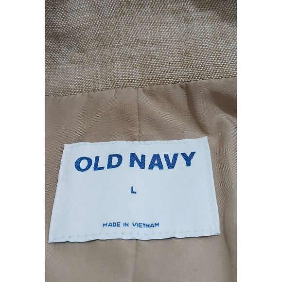 Old navy womens large linen viscose sand tan double Breasted blazer jacket - Picture 6 of 8